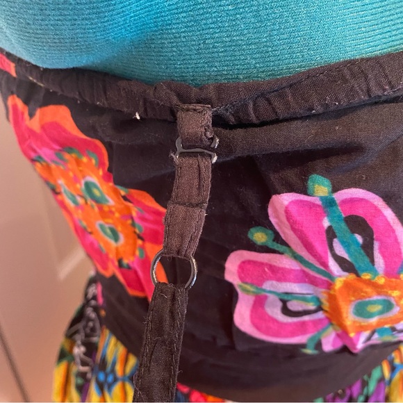 DESIGUAL Summer Cotton Strapless Convertable Cotton Floral Mini Dress. Size 12. - Picture 10 of 16